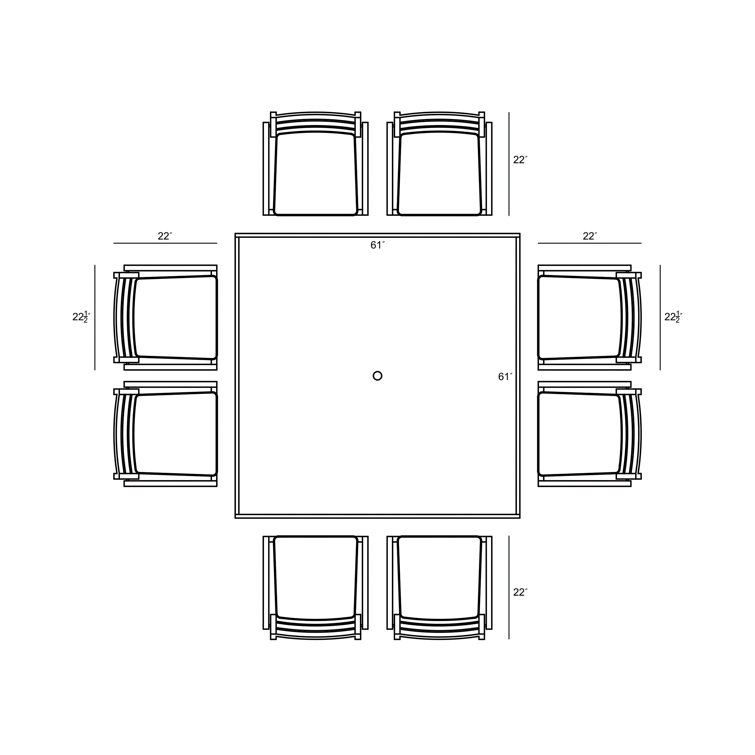 8 seater dining table square size sale